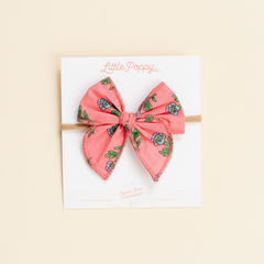 Pink Coronation Floral Headband Bow