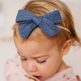 Navy Pointelle Knit Headband Bow
