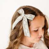 Olive Layered Lace Bow Clip