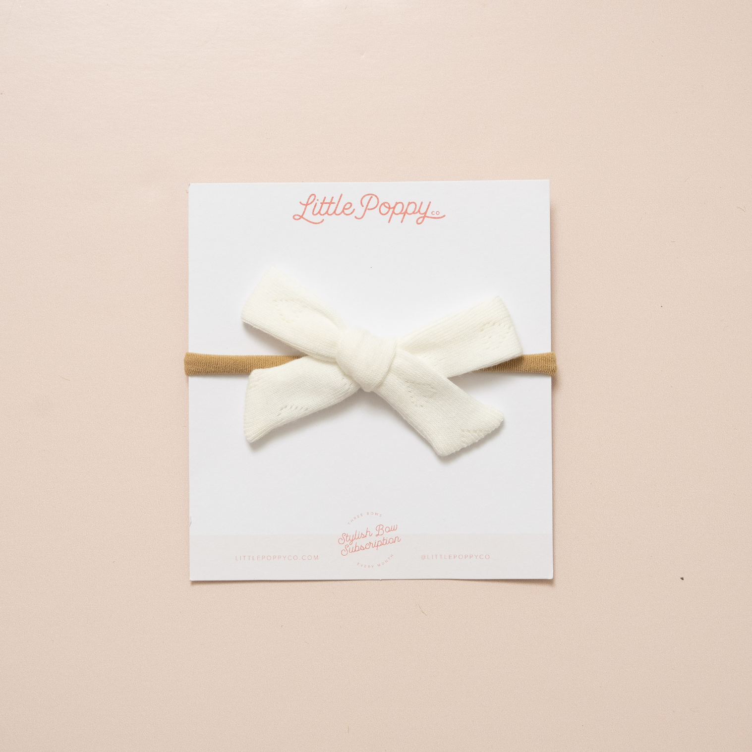 White Knitted Hearts Headband Bow