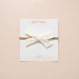 White Knitted Hearts Headband Bow