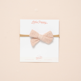 Blush Pointelle Knit Headband Bow