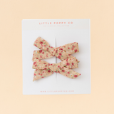 Crinkle Floral Pigtail Bow Clip