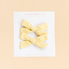 Sunshine Dobby Check Pigtail Bow Clip