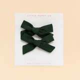 Olive Check Pigtail Bow Clip