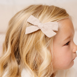 Beige Dotted Gauze Bow Clip