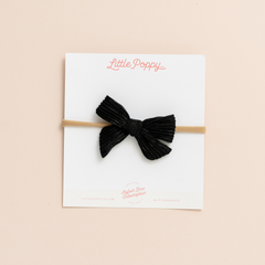 Ebony Pleated Sparkle Headband Bow