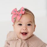 Pink Coronation Floral Headband Bow