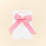 Bubblegum Scalloped Ribbon Bow Clip