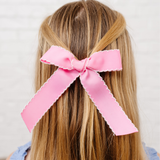 Bubblegum Scalloped Ribbon Bow Clip