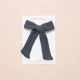 Navy Pointelle Knit Bow Clip