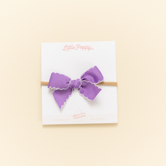 Violet Scalloped Ribbon Headband Bow