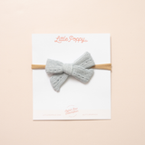 Gray Pointelle Knit Headband Bow