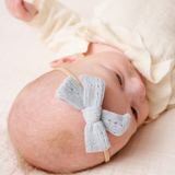 Gray Pointelle Knit Headband Bow
