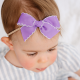 Violet Scalloped Ribbon Headband Bow