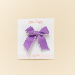 Violet Scalloped Ribbon Bow Clip