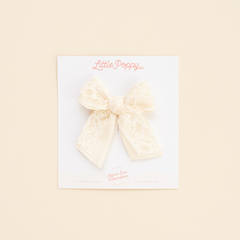 Ivory Layered Lace Bow Clip
