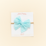 Mermaid Blue Ditsy Daisy Headband Bow