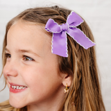 Violet Scalloped Ribbon Bow Clip