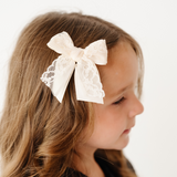 Ivory Layered Lace Bow Clip