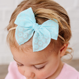 Mermaid Blue Ditsy Daisy Headband Bow