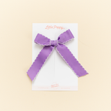 Violet Scalloped Ribbon Bow Clip