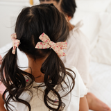 Crinkle Floral Pigtail Bow Clip