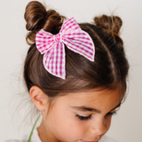 Pink Classic Gingham Bow Clip
