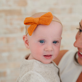 Pumpkin Knit Baby Headband Bow