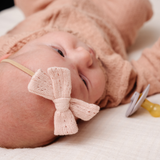 Blush Pointelle Knit Headband Bow