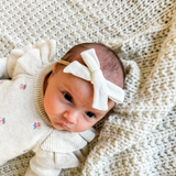 White Knitted Hearts Headband Bow