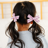Purple Linen Stripe Pigtail Bow Clip