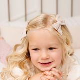 Beige Dotted Gauze Pigtail Bow Clip