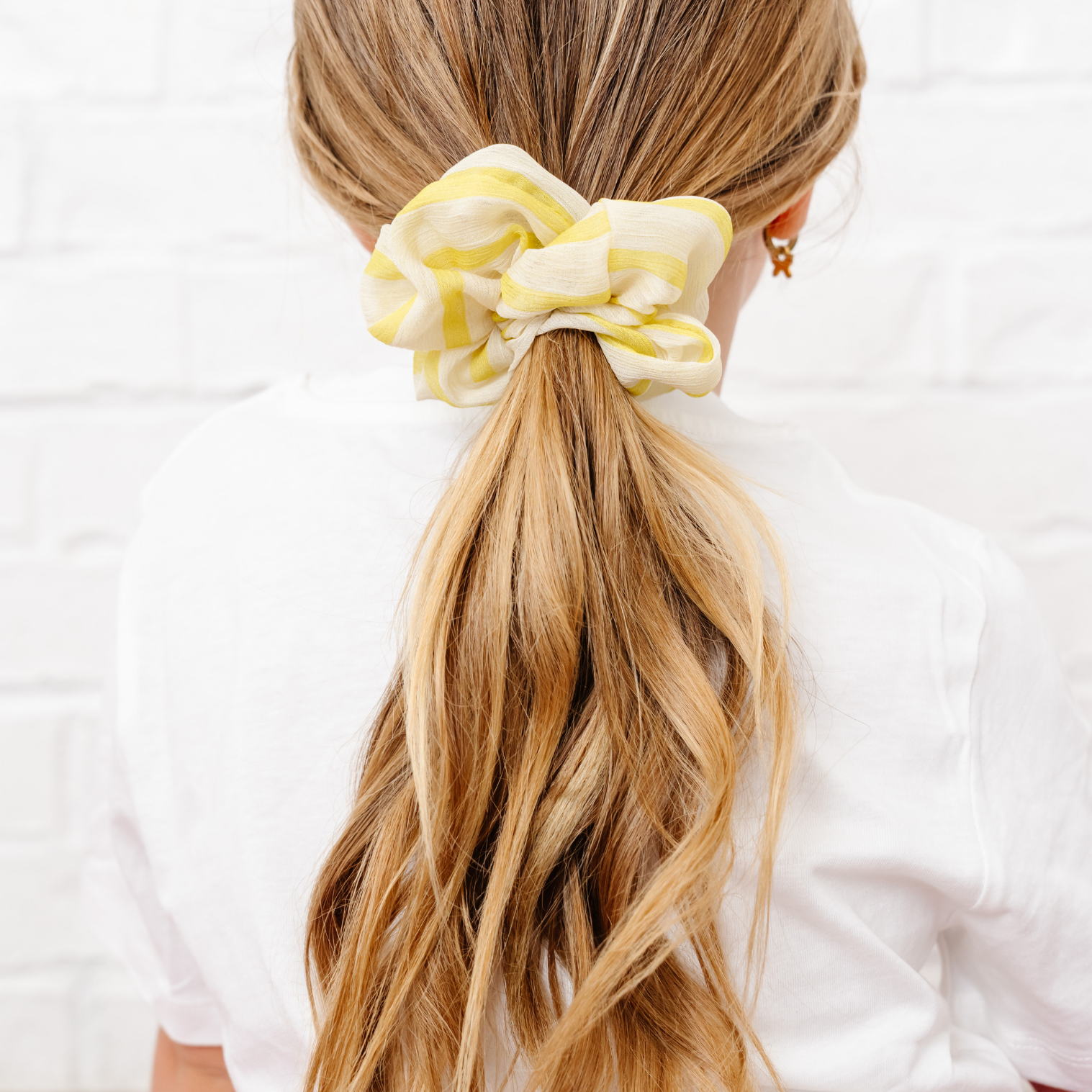 Citrus Stripe Chiffon Midi Scrunchie