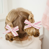 Bubblegum Stitched Stripe Bow Clip