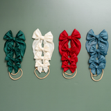 Steel Blue Satin Shimmer Bow Clip