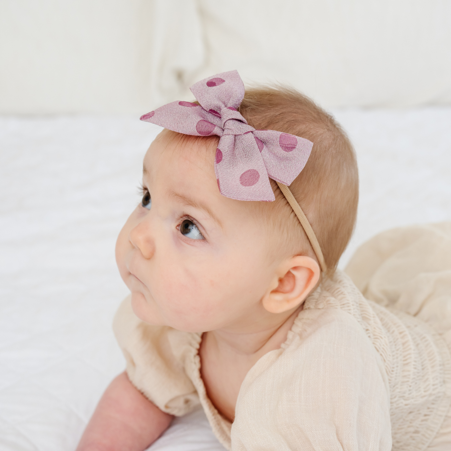 Vintage Wisteria Jacquard Dot Headband Bow