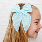Mermaid Blue Ditsy Daisy Bow Clip