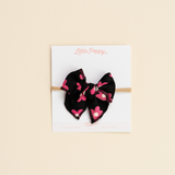 Pink Drawn Daisy Headband Bow