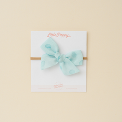 Aquamarine Jacquard Dot Headband Bow
