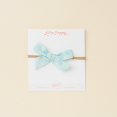 Aquamarine Jacquard Dot Headband Bow