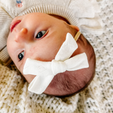 White Knitted Hearts Headband Bow