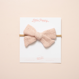 Blush Pointelle Knit Headband Bow