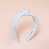 Cerulean Embroidered Bow Knot Headband
