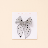 Blue Dotted Tulle Bow Clip
