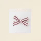 Purple Linen Stripe Bow Clip