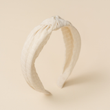 Vanilla Chai Check Knot Headband