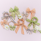 Kiwi Chiffon Stripe Headband Bow