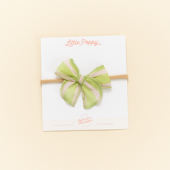 Kiwi Chiffon Stripe Headband Bow