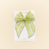 Kiwi Chiffon Stripe Bow Clip